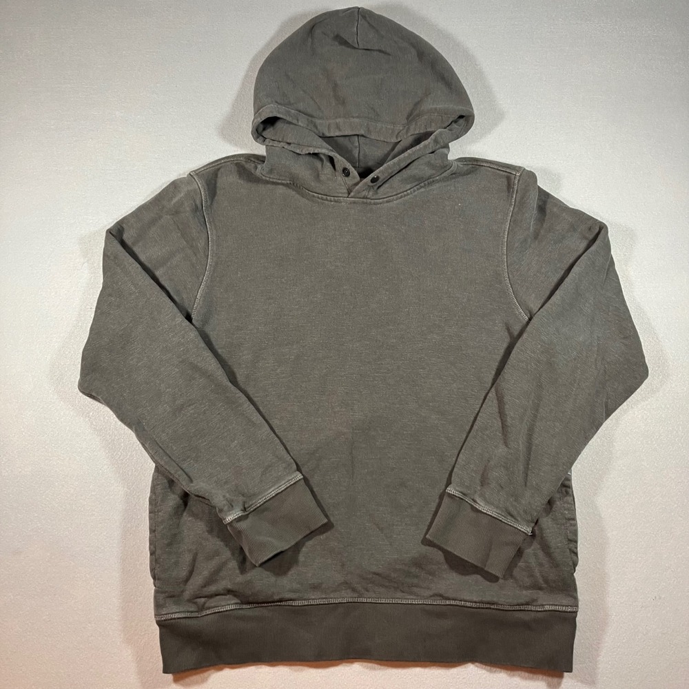 Outerknown Sur Snap Hoodie Men L Hemp Organic Cotton Charcoal Grey Pullover Cozy